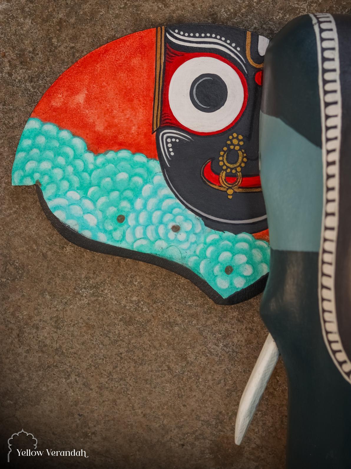 Wooden Handpainted Elephant Head Wall Decor