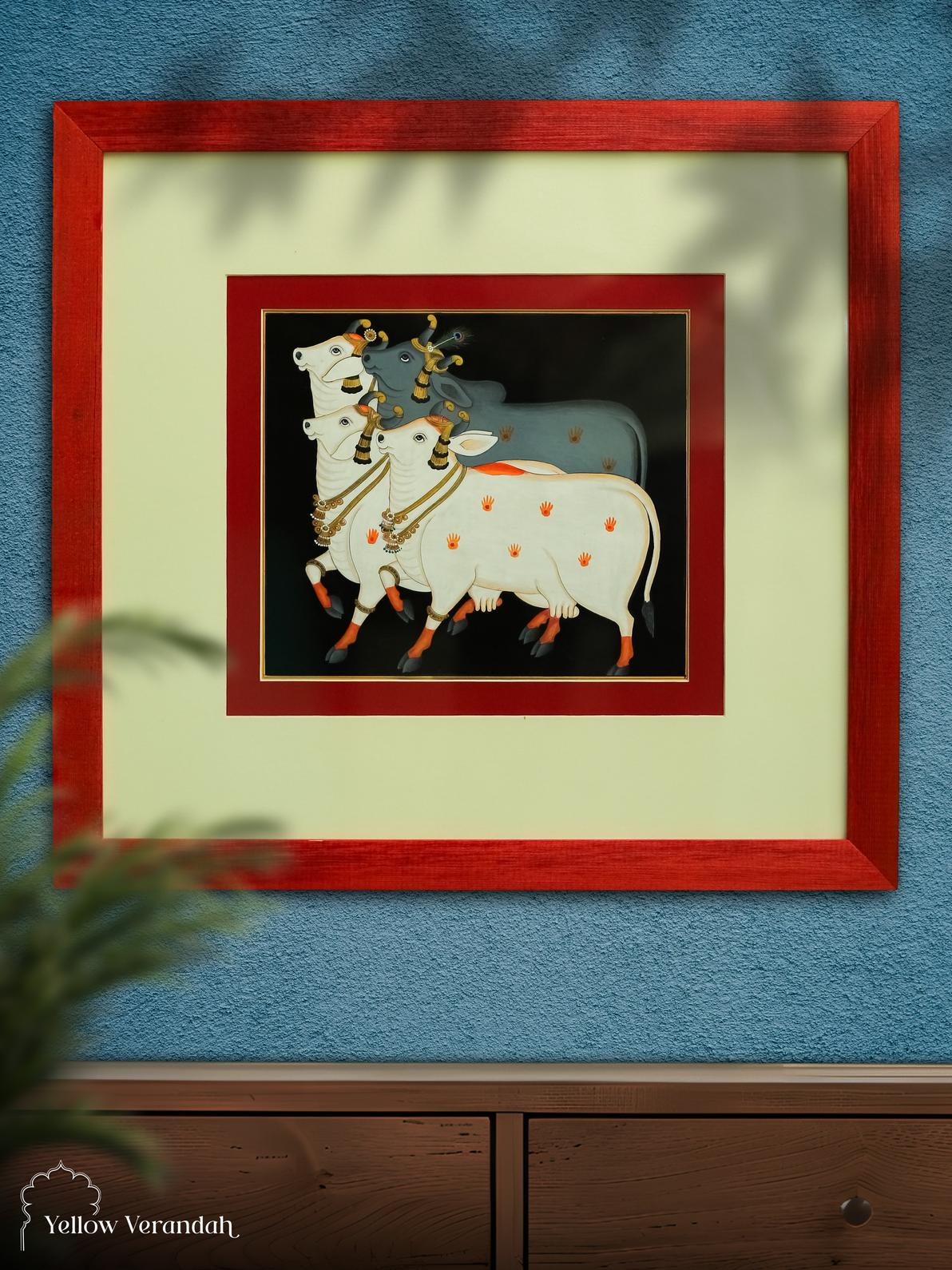 Pichwai Cow Original Painting - Framed