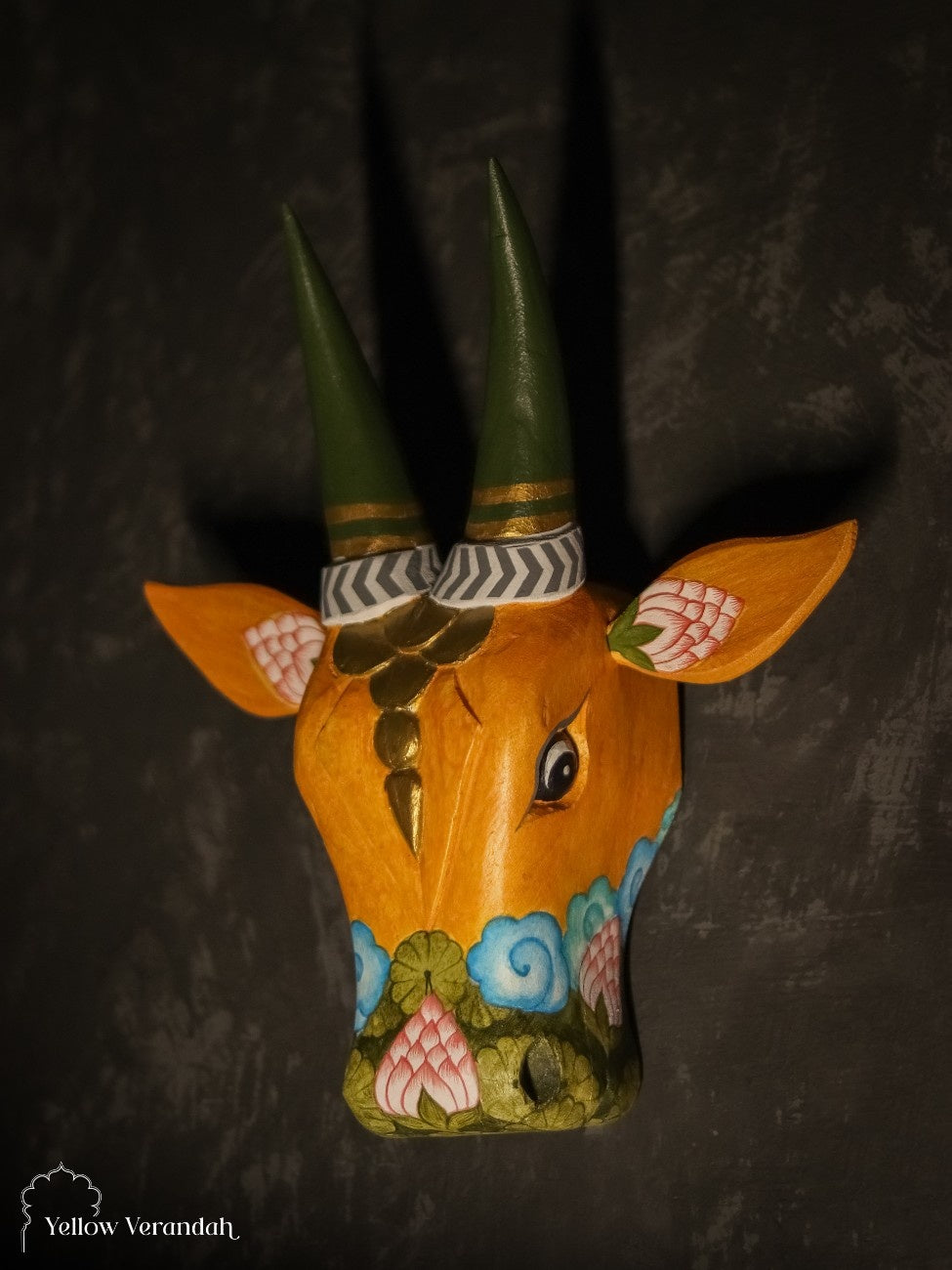 Wooden Cow Head Wall Decor - 15"