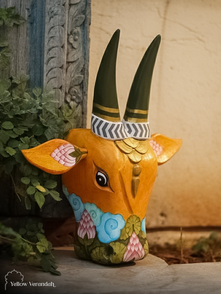 Wooden Cow Head Wall Decor - 15"