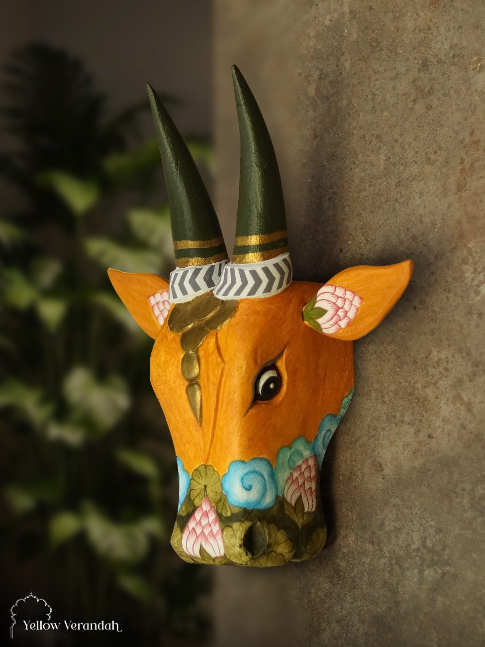 Wooden Cow Head Wall Decor - 15"