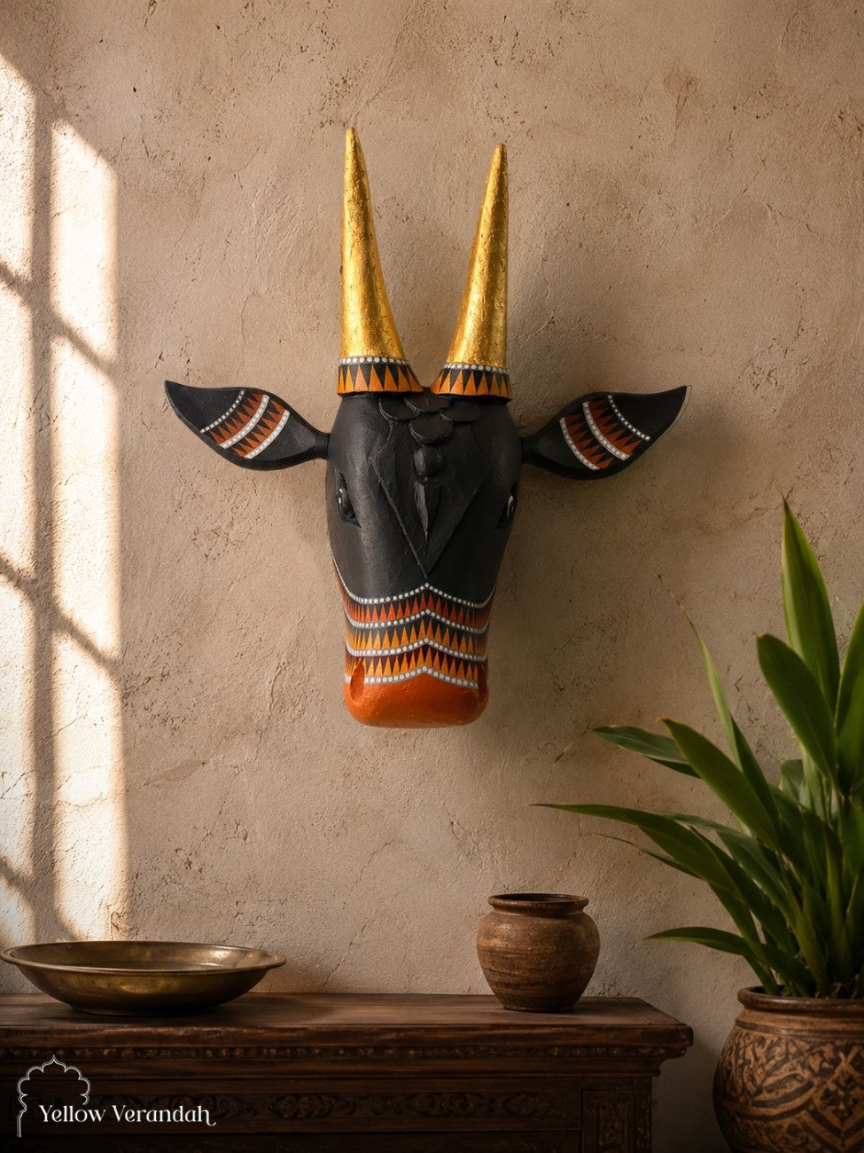 Wooden Cow Head Wall Decor - 15"