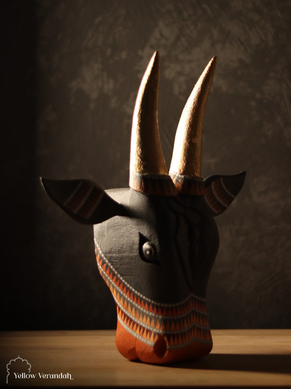 Wooden Cow Head Wall Decor - 15"