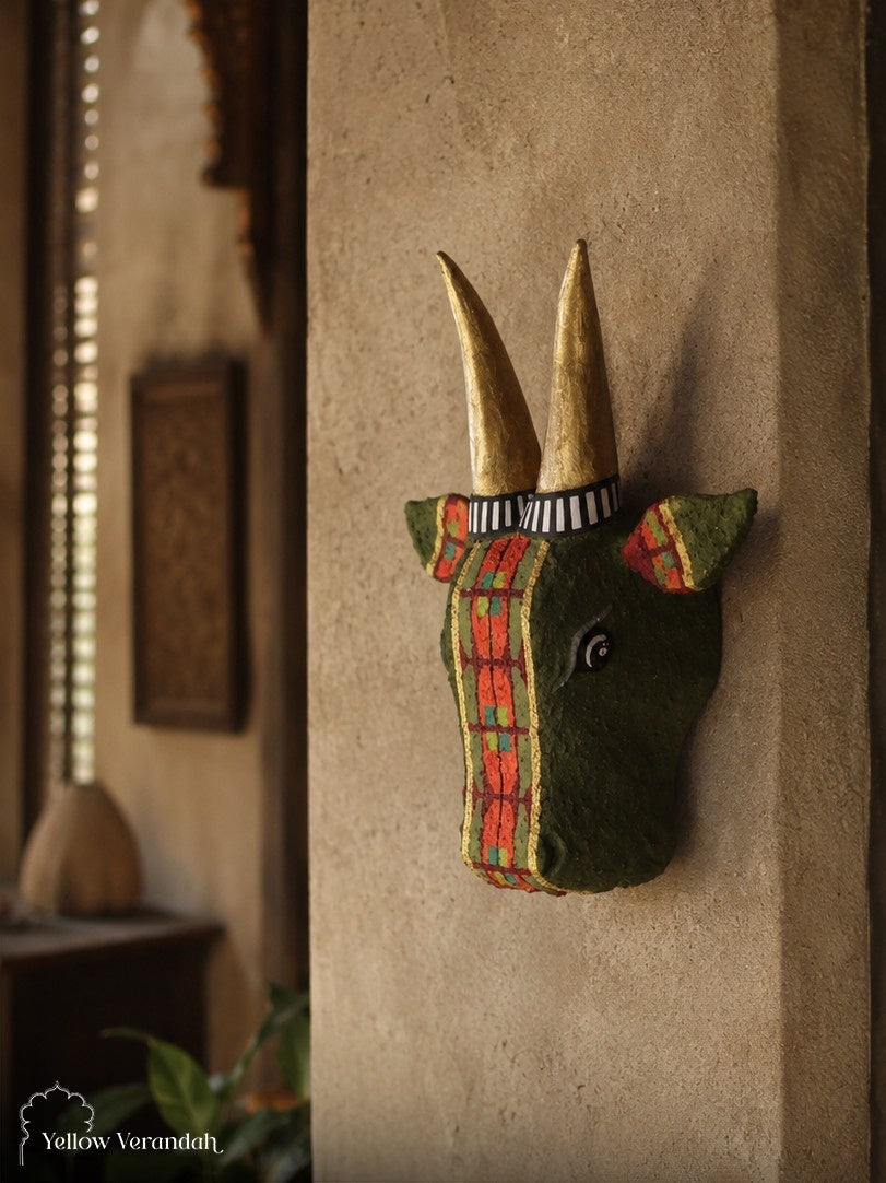 Wooden Cow Head Wall Decor - 15"