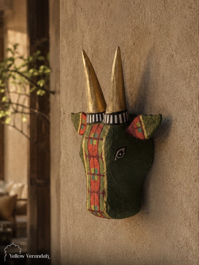 Wooden Cow Head Wall Decor - 15"