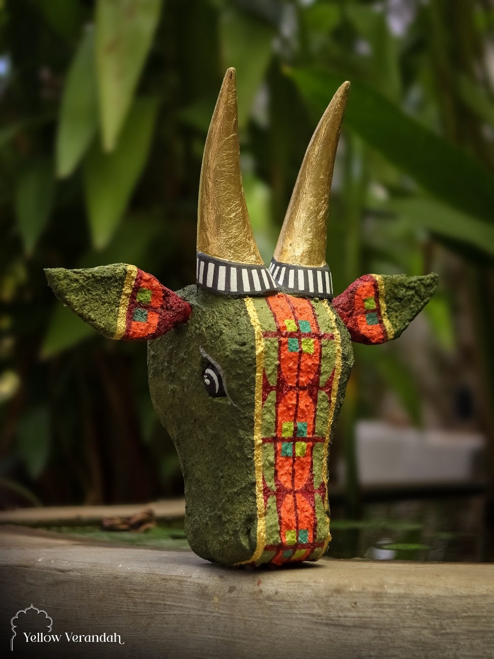 Wooden Cow Head Wall Decor - 15"