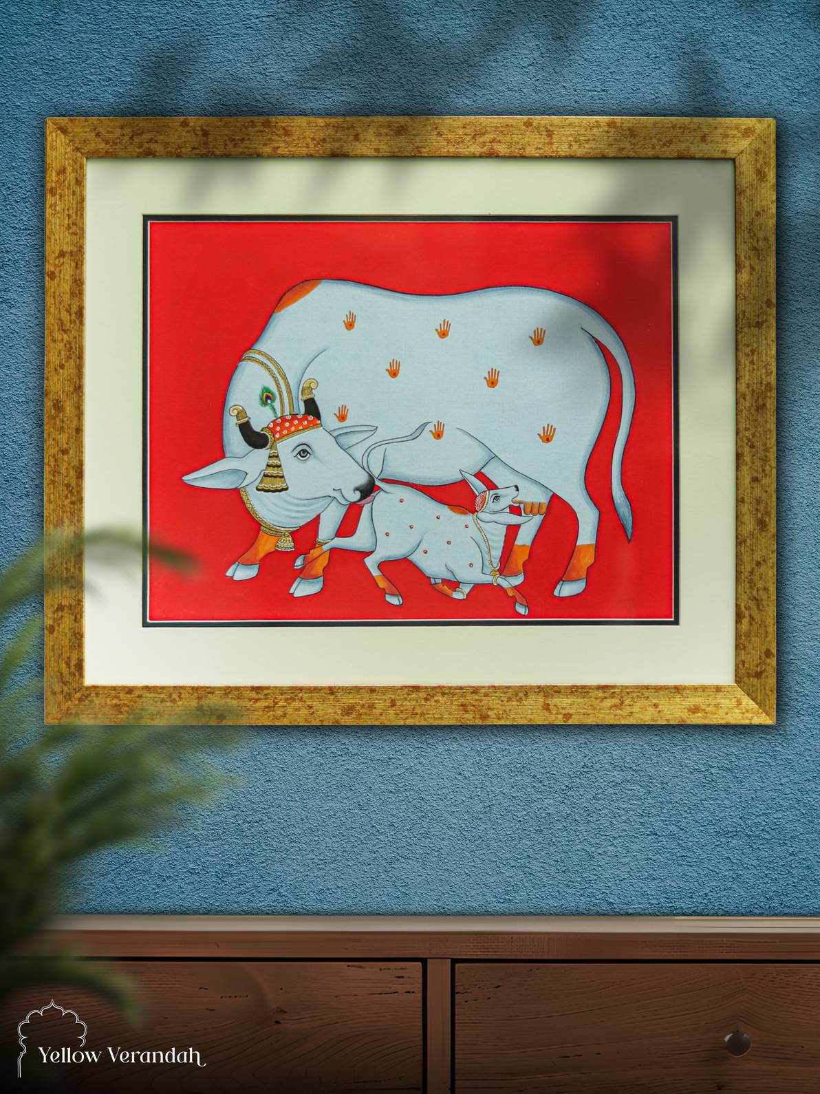 Pichwai Cow Original Painting - Framed