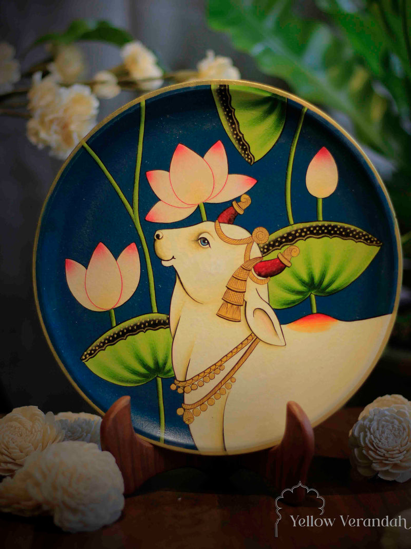 Pichwai Handpainted Blue Wall Plate