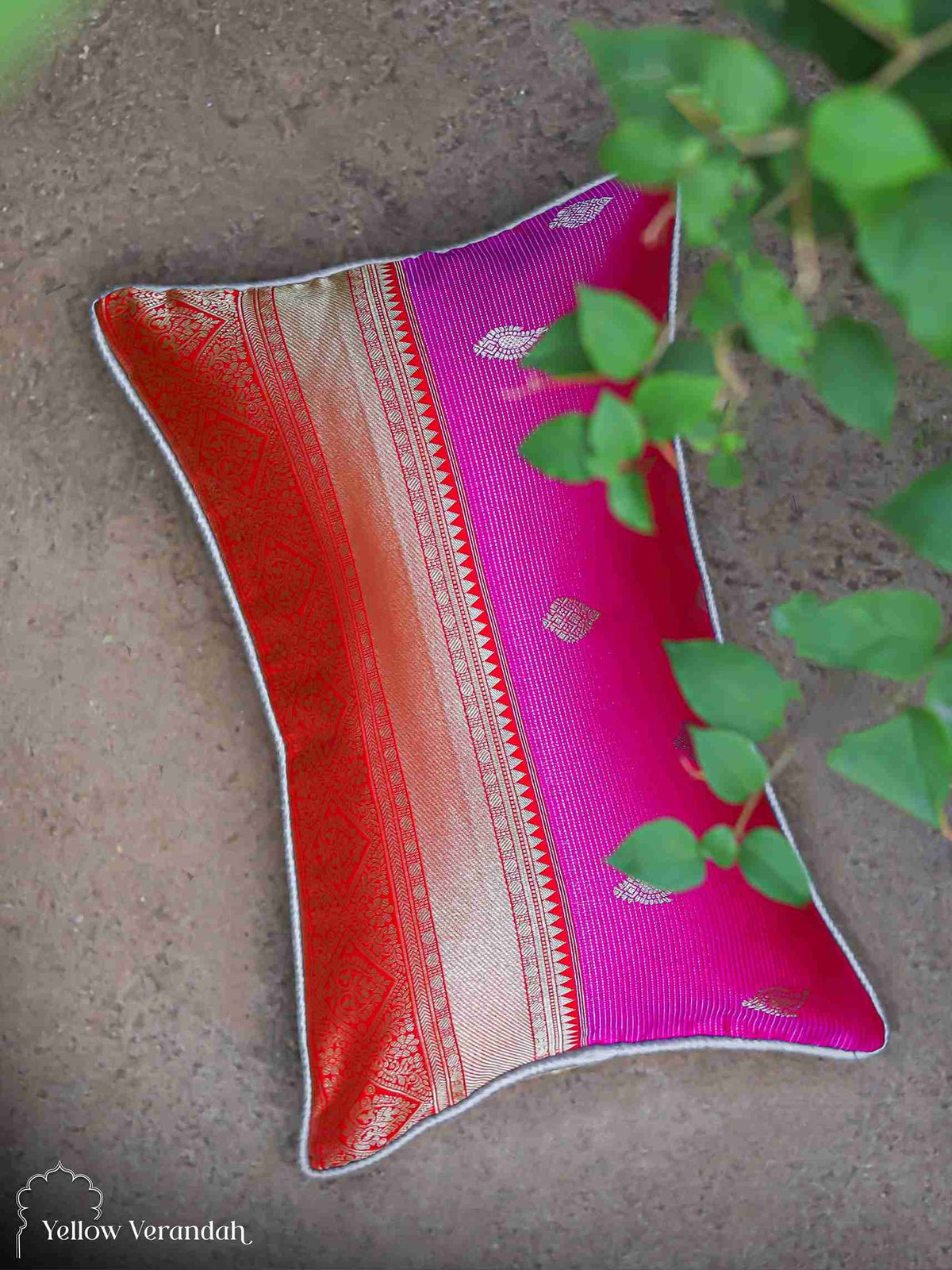 Pink Pillow Cover with Boarder 