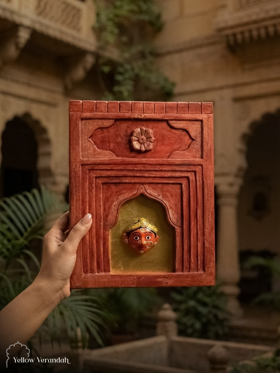 Wooden Jharokha Frame with Cheryal Mask