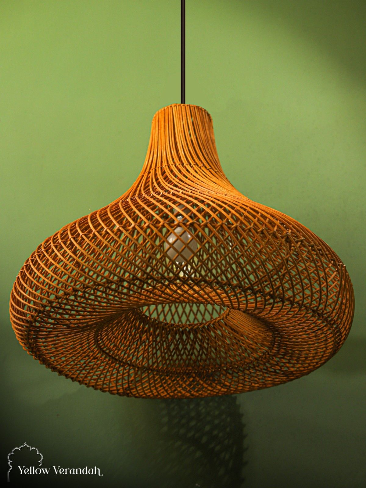 Natural Cane Boho Hanging Pendant Light