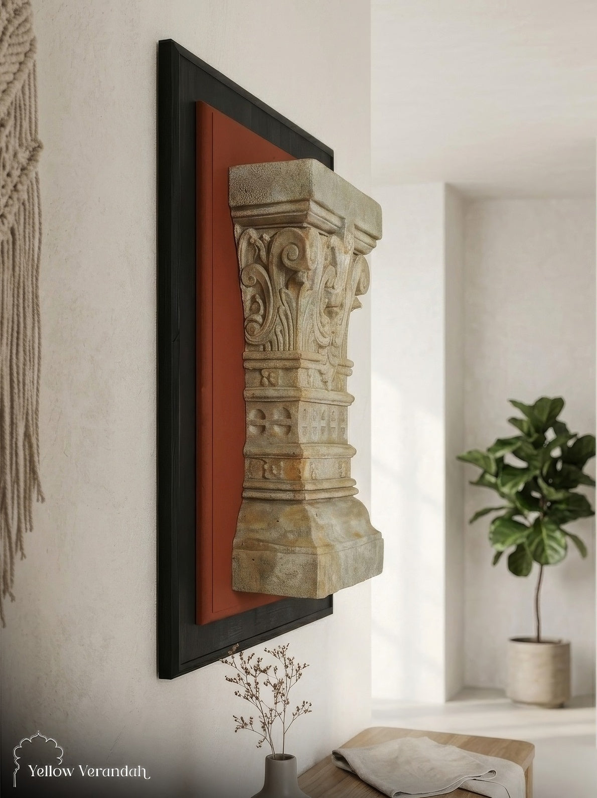 Vintage Stone Capital Carving Wall Frame