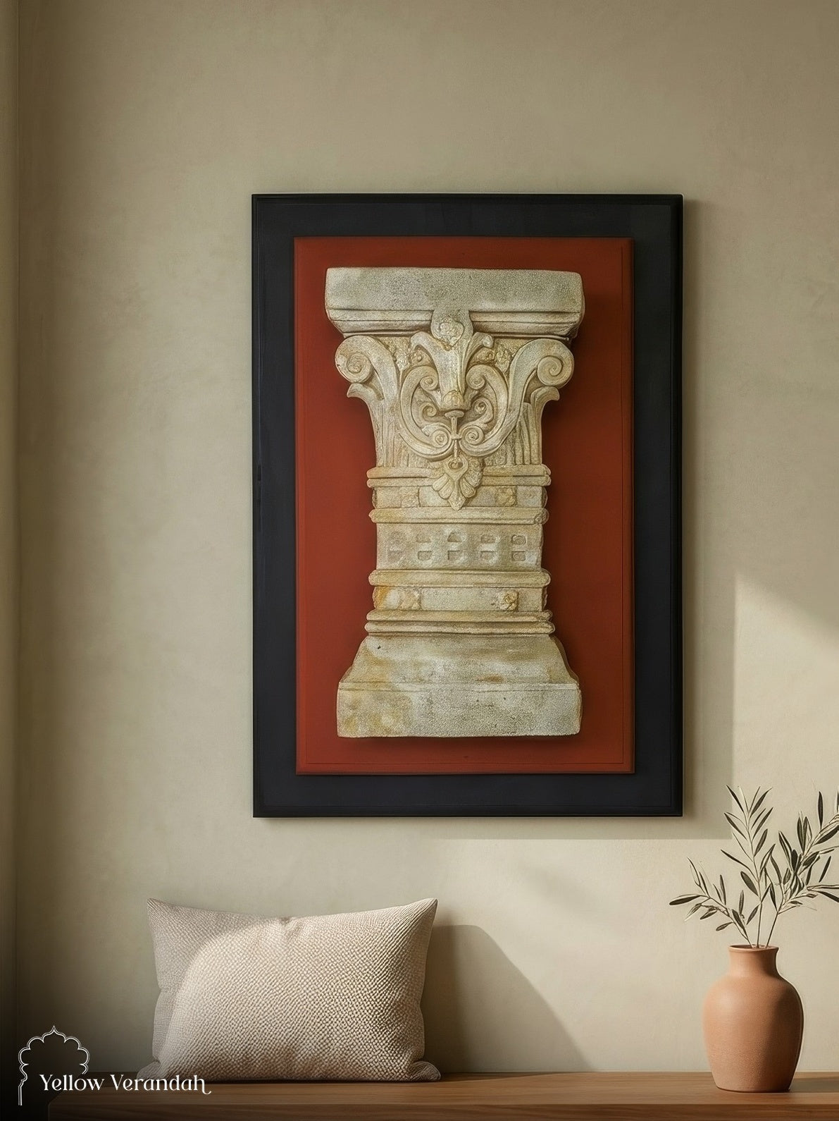 Vintage Stone Capital Carving Wall Frame