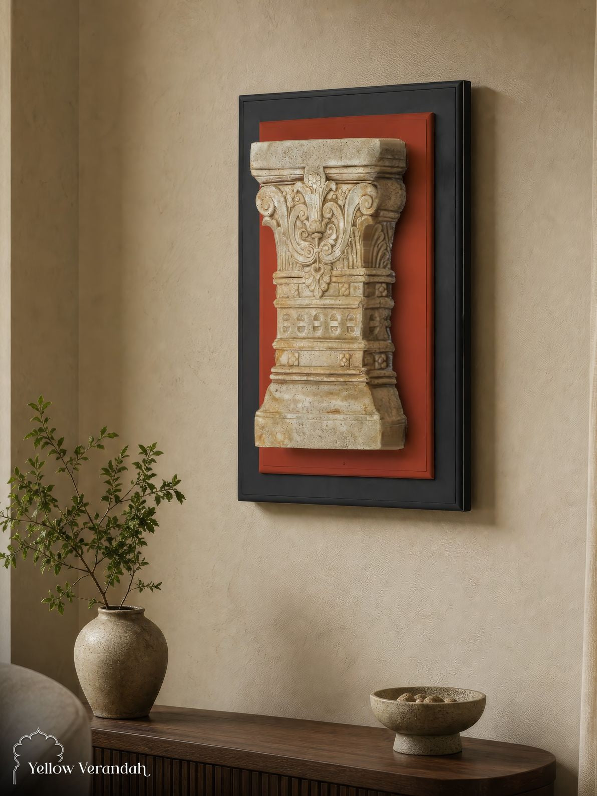 Vintage Stone Capital Carving Wall Frame