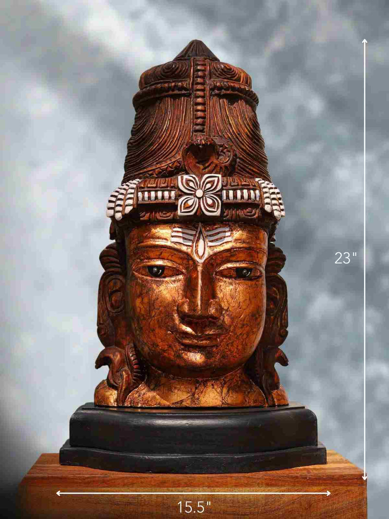 Wooden Shiva Sculpture