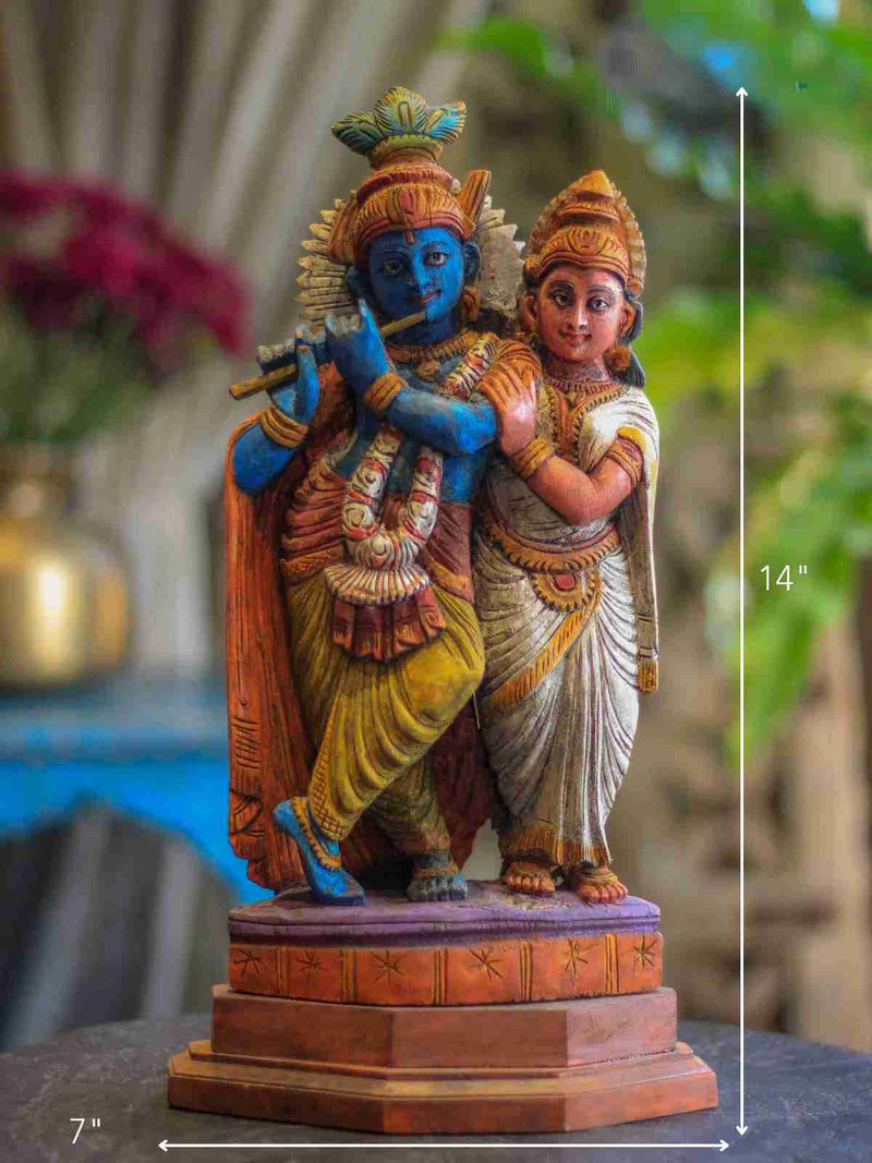 Wooden RadhaKrishna Sculpture