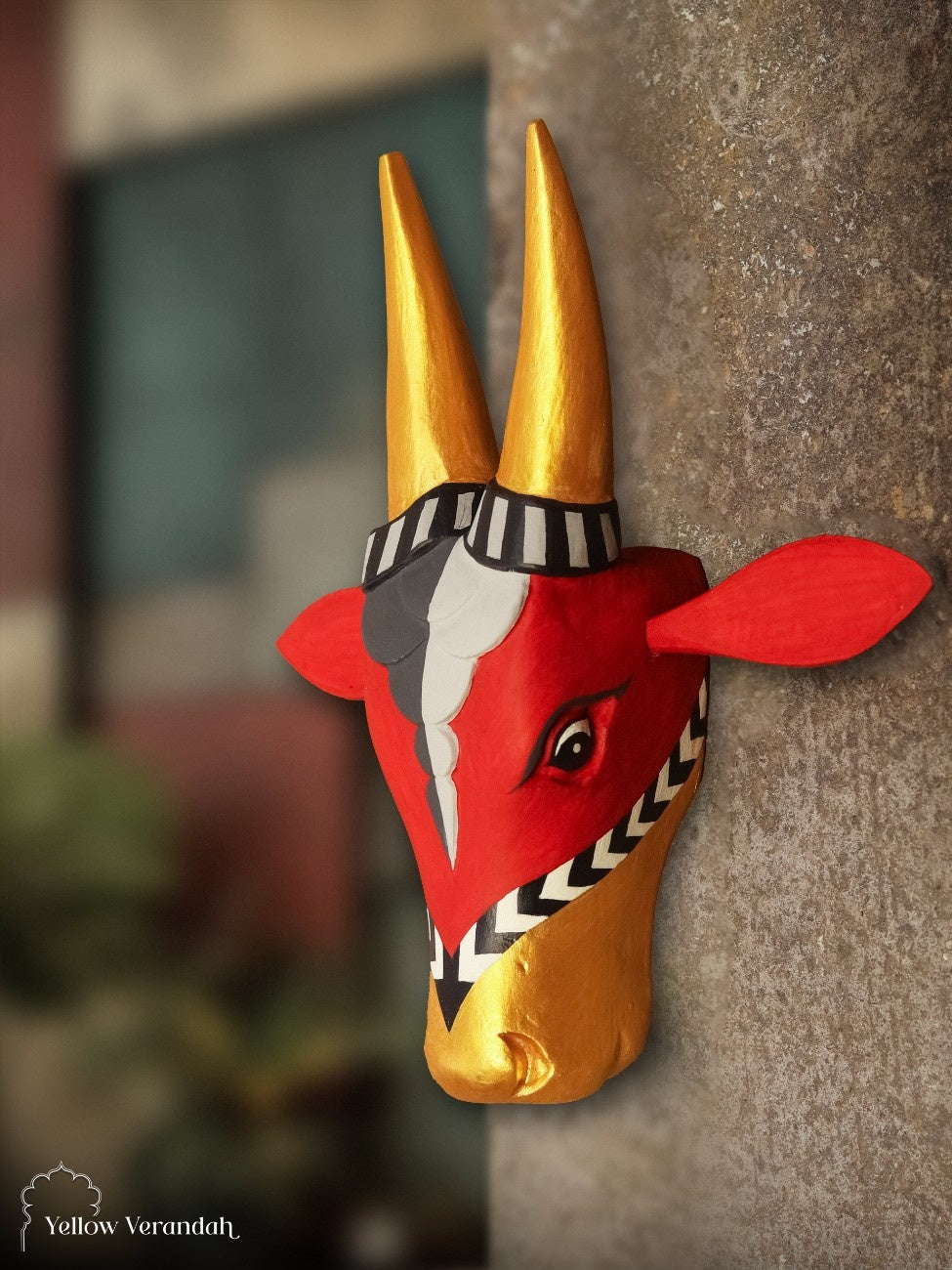 Wooden Cow Head Wall Decor - 10"