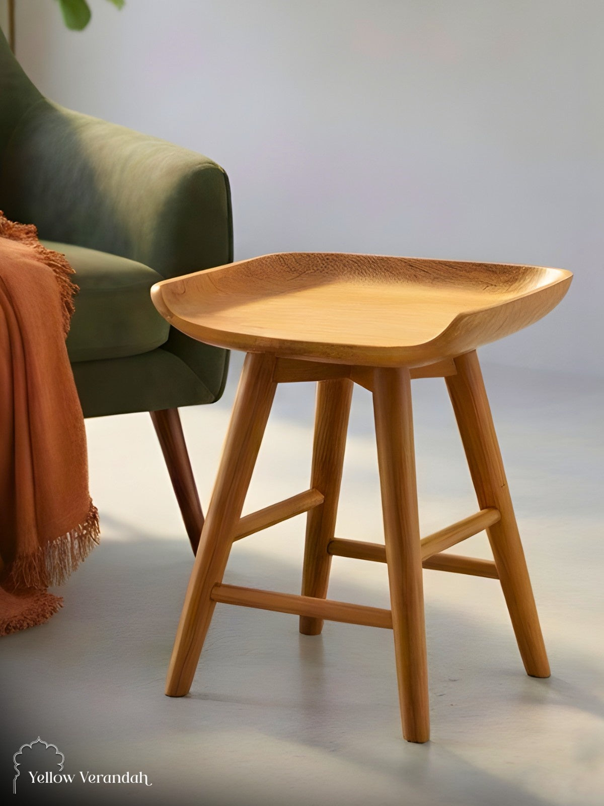 Teakwood Natural Shape Raft Stool – Yellow Verandah