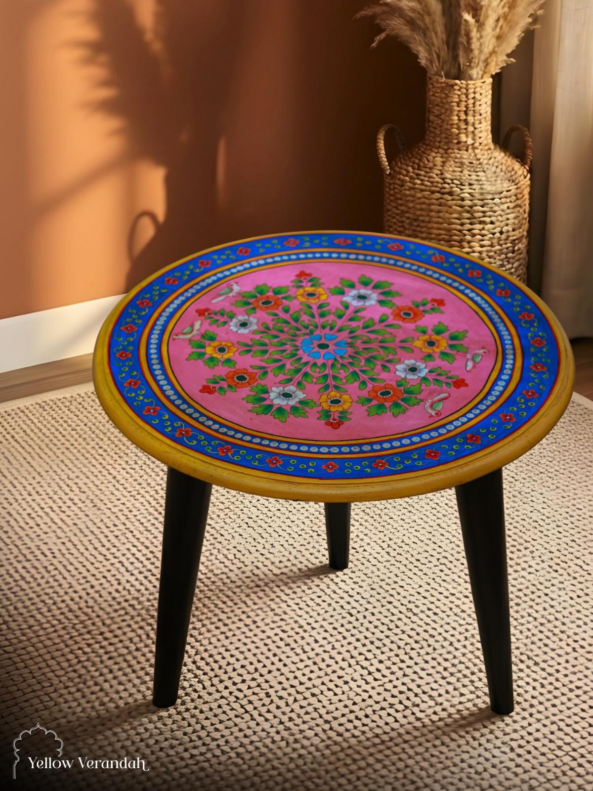 Wooden Round Table - Pink