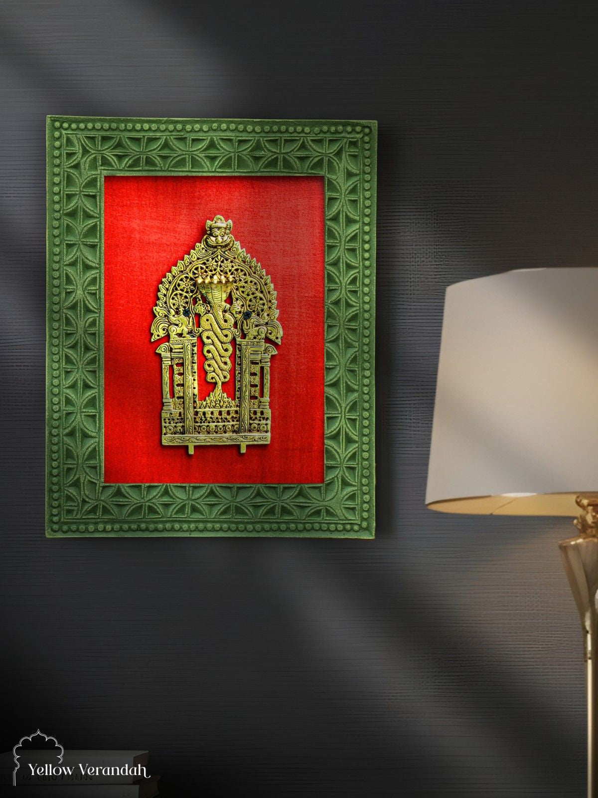 Brass Prabhavali On Wooden Wall Frame