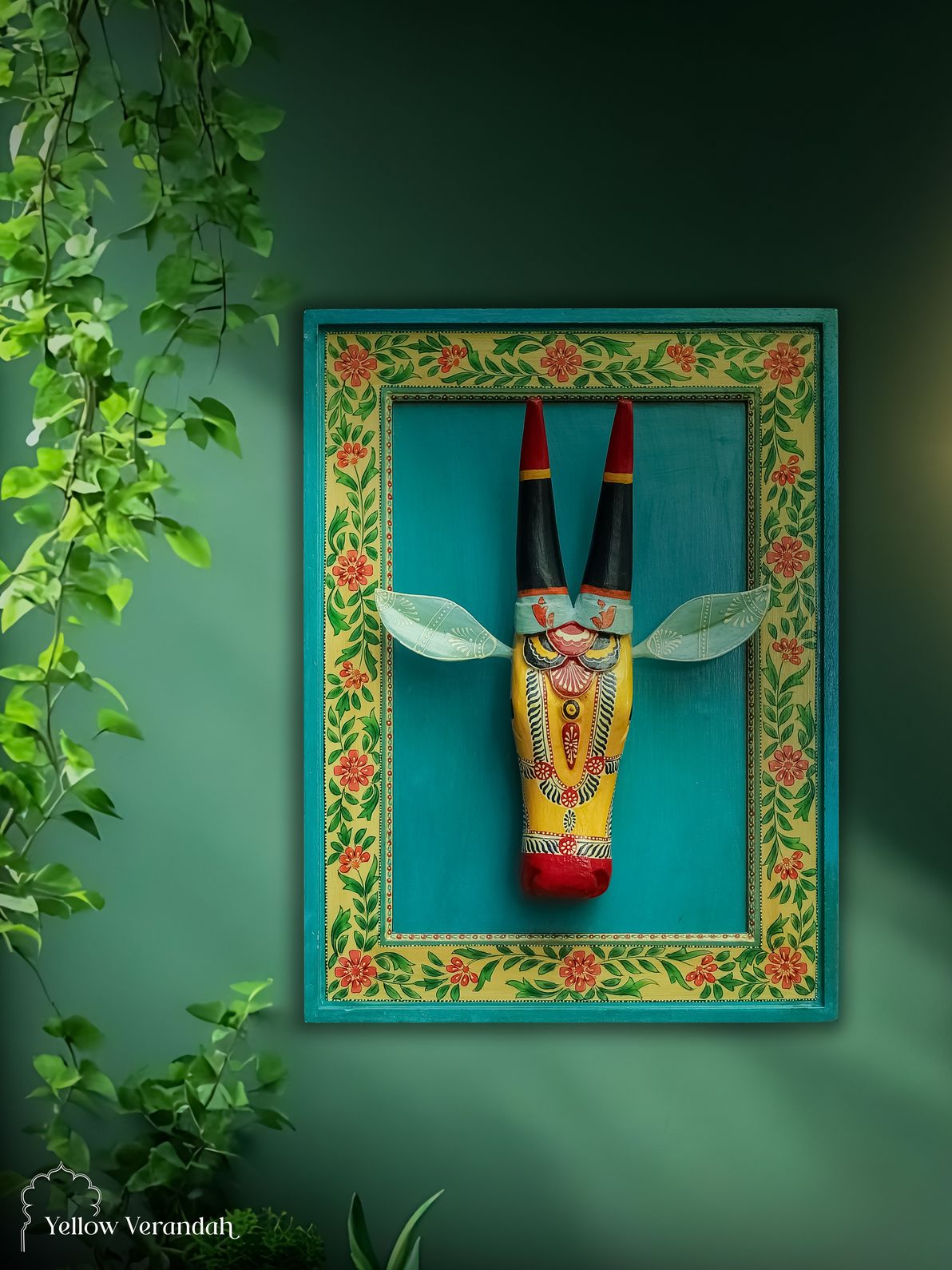 Wooden Wall Frame with Nandi Head