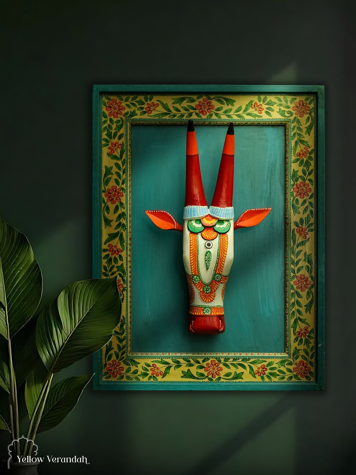 Wooden Wall Frame with Nandi Head