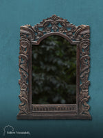 Victorian Wooden Carving Mirror Brown 