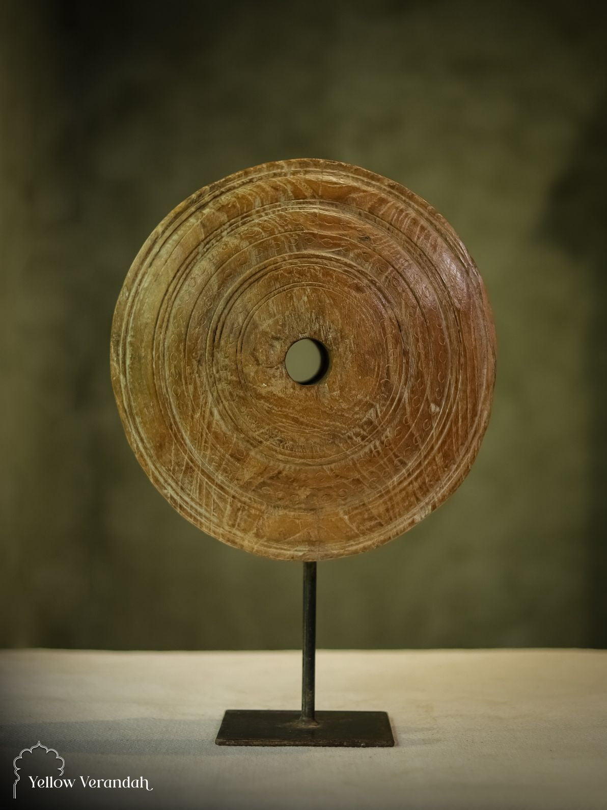 Wooden Pully Wheel On Stand