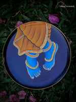 Pichwai Krishna Feet Handpainted Wall Plate - 10"