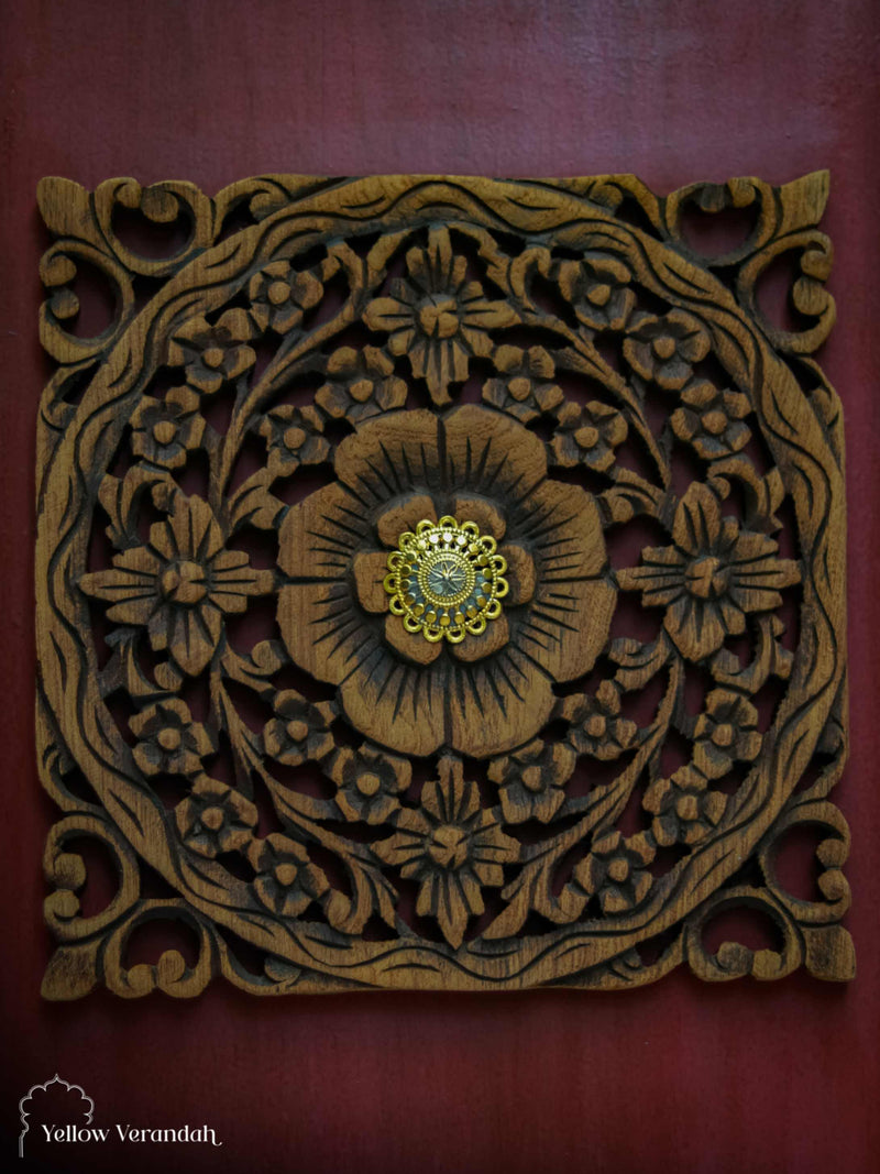 Wood Carving of Floral on Wall Frame