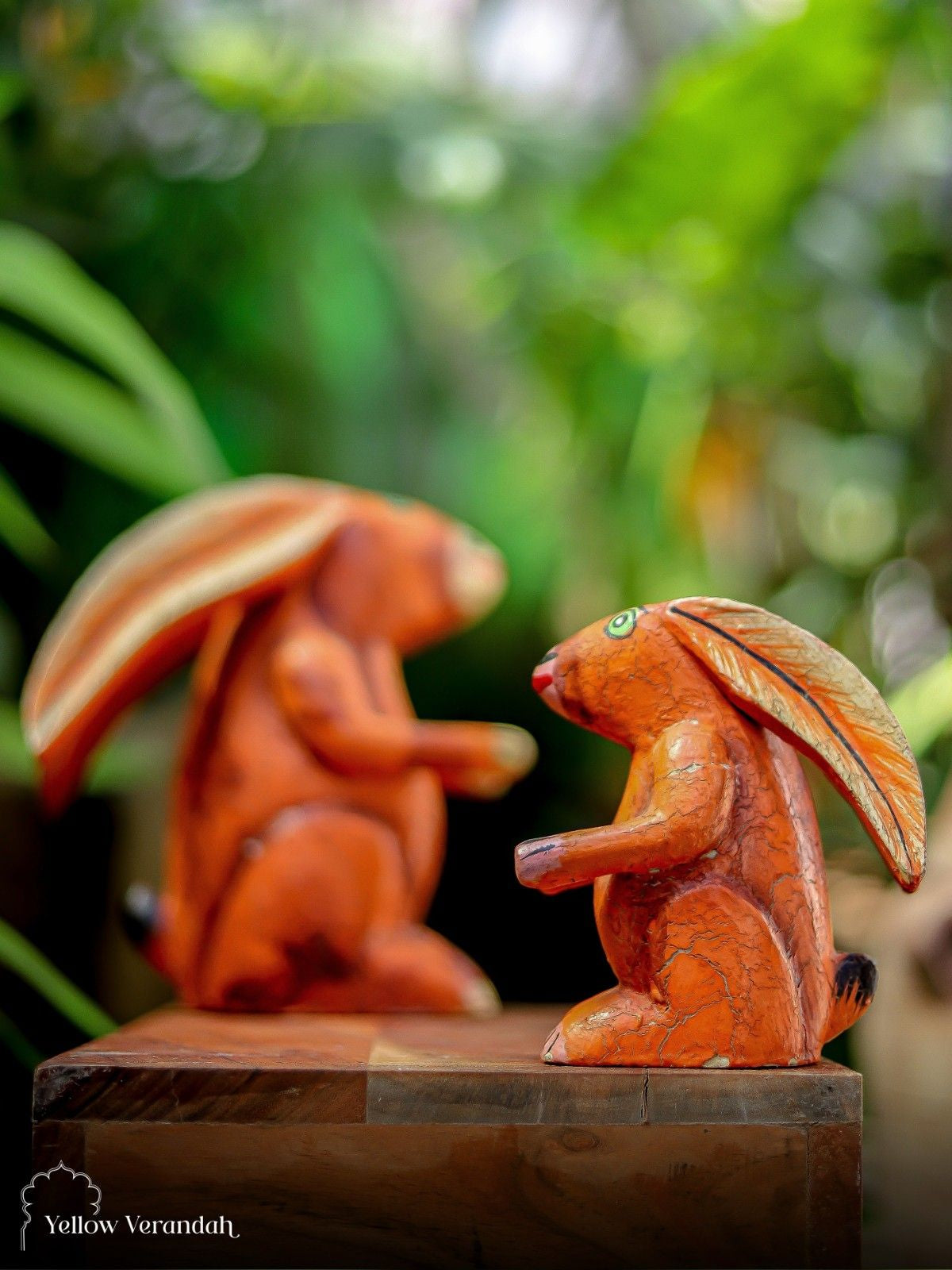 Wooden Distressed Rabbit - Set of 2 – Yellow Verandah