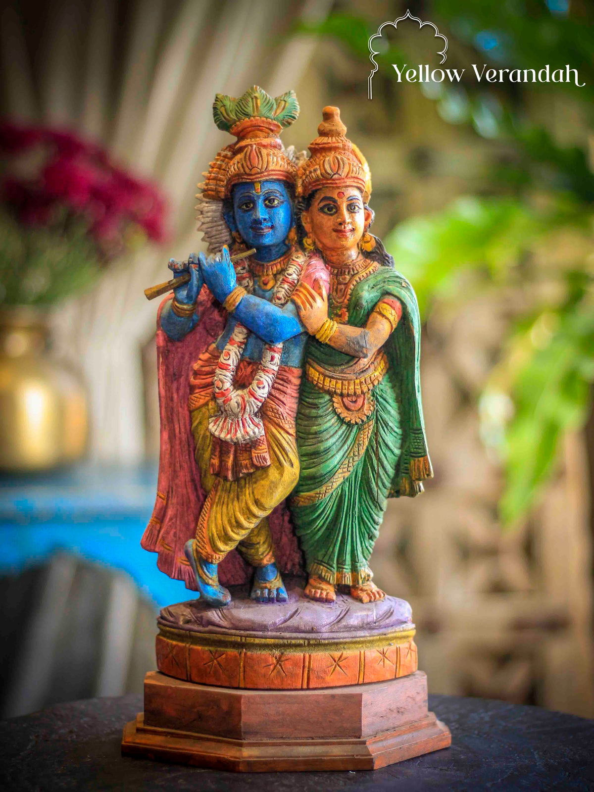 Wooden RadhaKrishna Sculpture