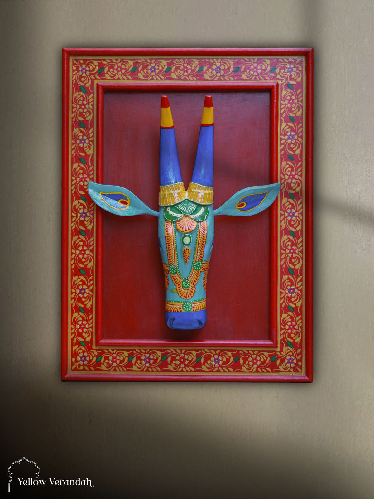 Wooden Wall Frame with Nandi Head