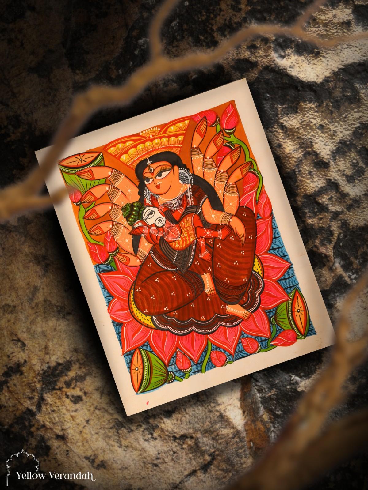 Parvathi and Ganesha Original Painting - Unframed