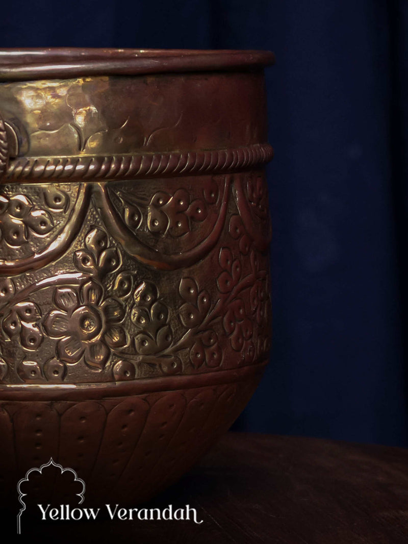 Vintage Brass Carving Planter