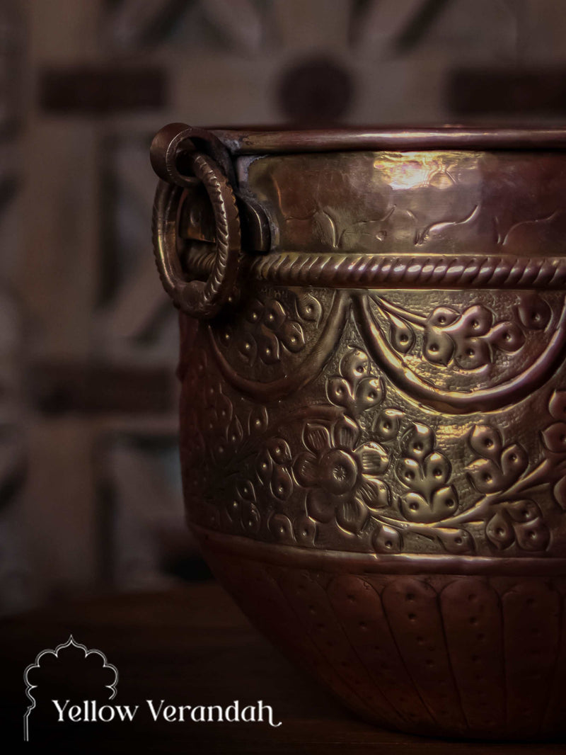 Vintage Brass Carving Planter