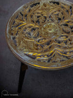 Wooden Round Table - Golden Distressed