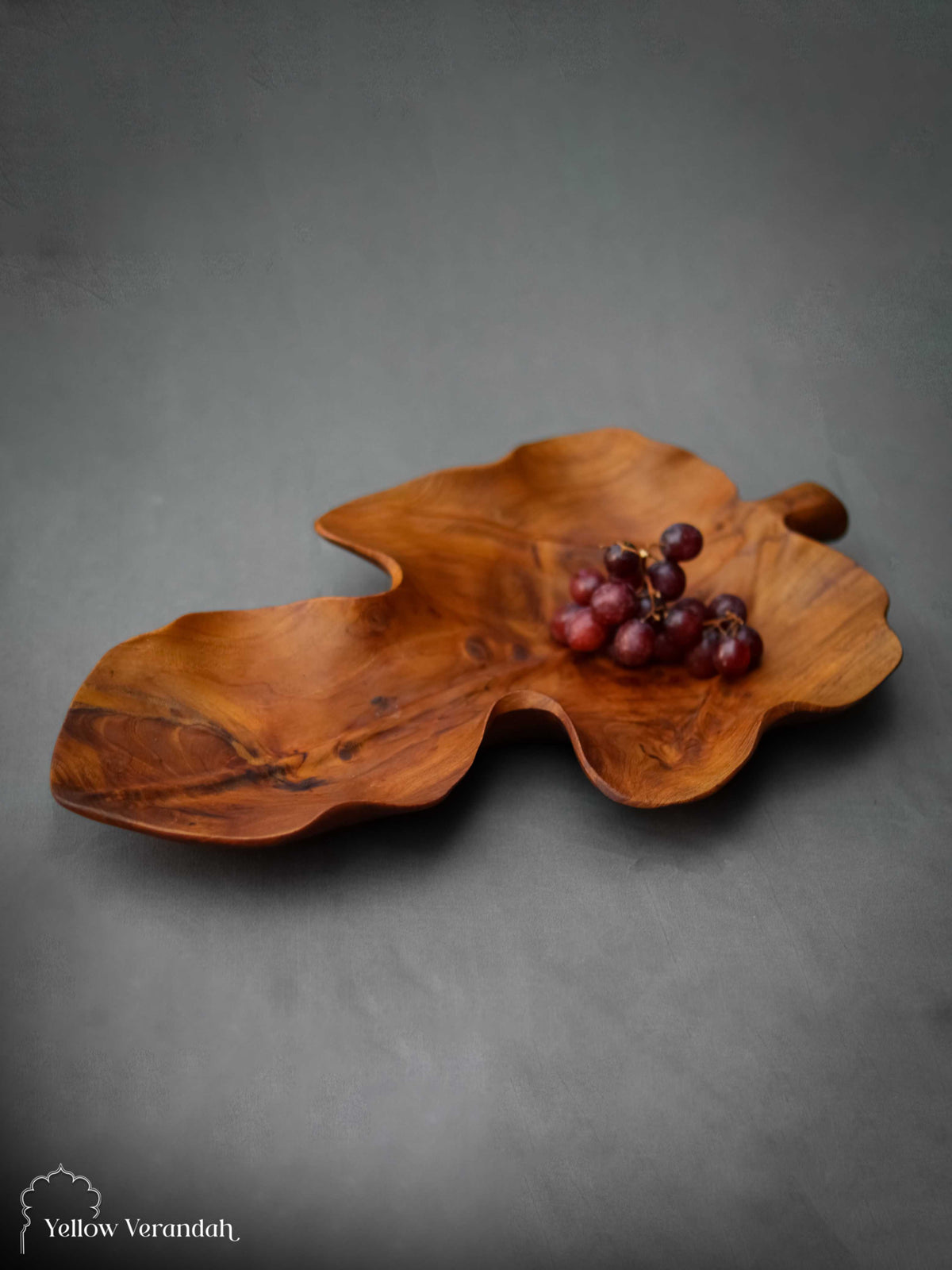 Teak Wood Leaf Shape Serving Platter