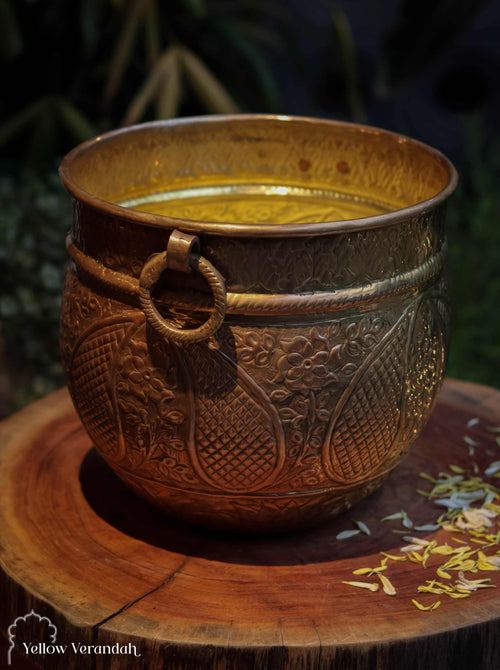 Vintage Brass Carving Planter