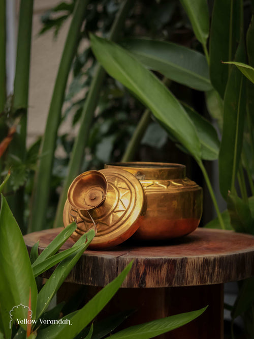 Vintage Brass Grain Pot