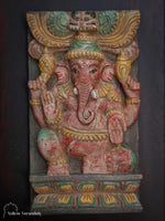 Antique Wooden Ganesha on Wall Frame