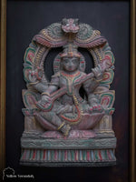 Antique Wooden Saraswati on Wall Frame