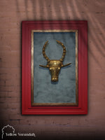 Brass Cow Head on Wall Frame