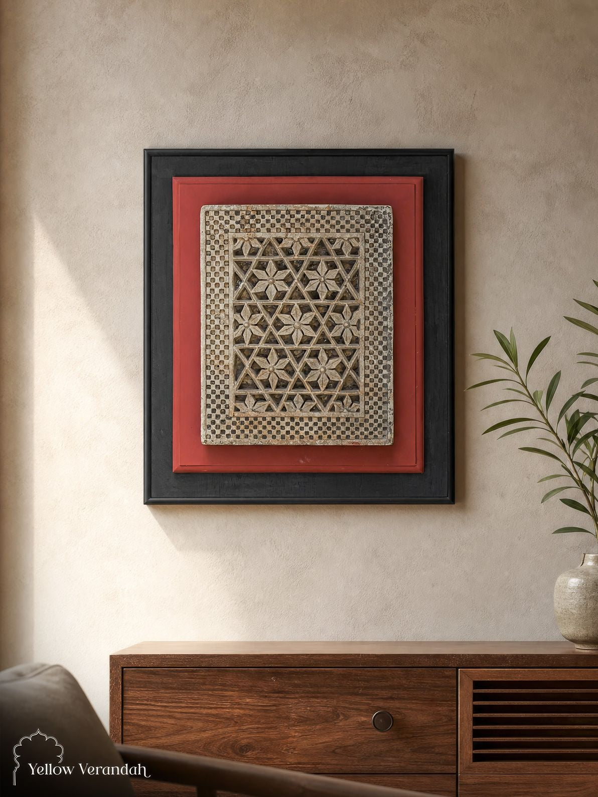 Handcarved Stone Jali Wall Frame