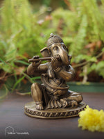 Brass Ganesha with Flute 