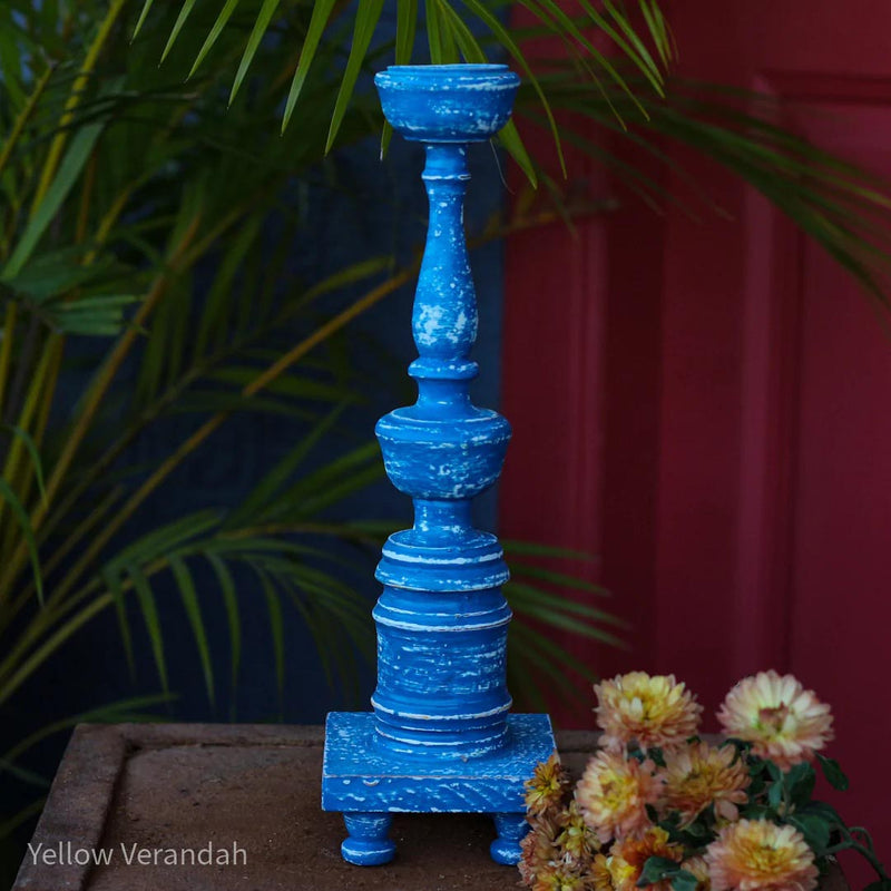 Wooden Candle Stand - Blue