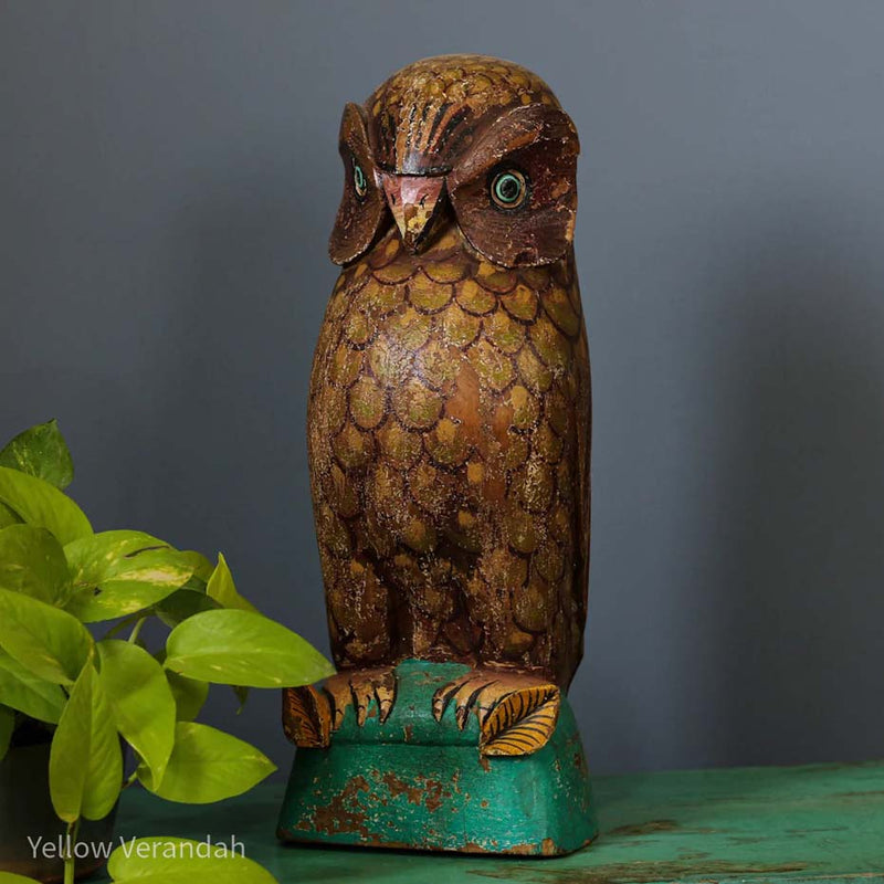 Wooden Distressed Owl
