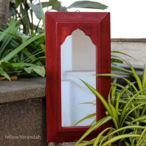 Jodhpuri Vintage Mirror - Red
