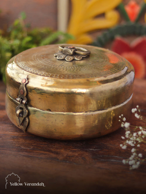 Vintage Brass Chapati Box - 10"