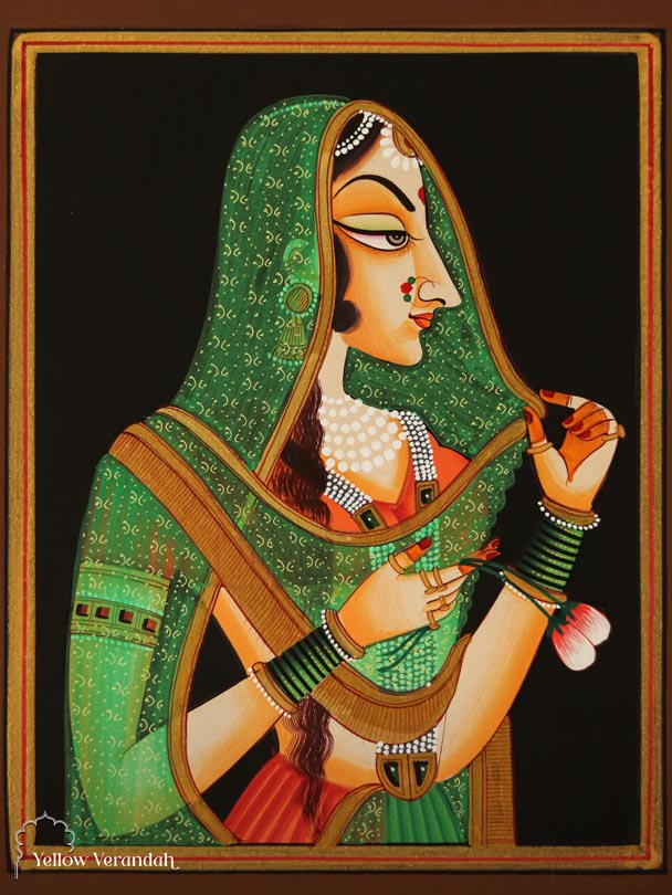 Original Mughal Painting - Queen